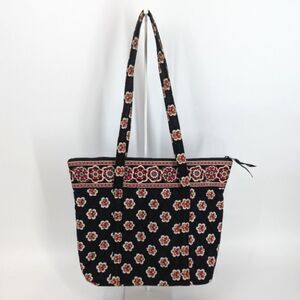 Vera Bradley Black Red Floral Retired Audrey Pirouette Zip Tote Shoulder Bag